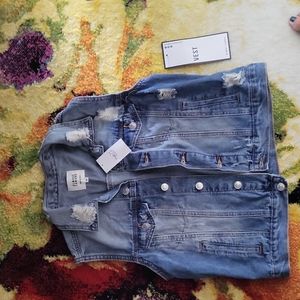 Almost Famous.  Distressed Jean Vest